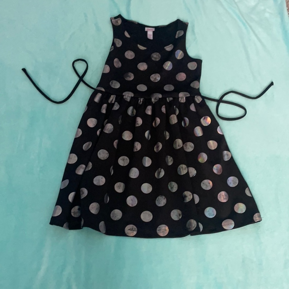 Holographic polkadot black dress